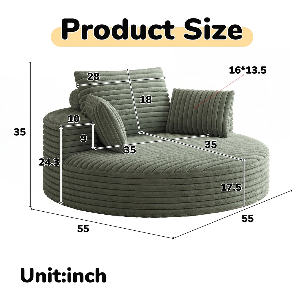 Einzelsessel aus Kord-Chenille-Schaumstoff, drehbar