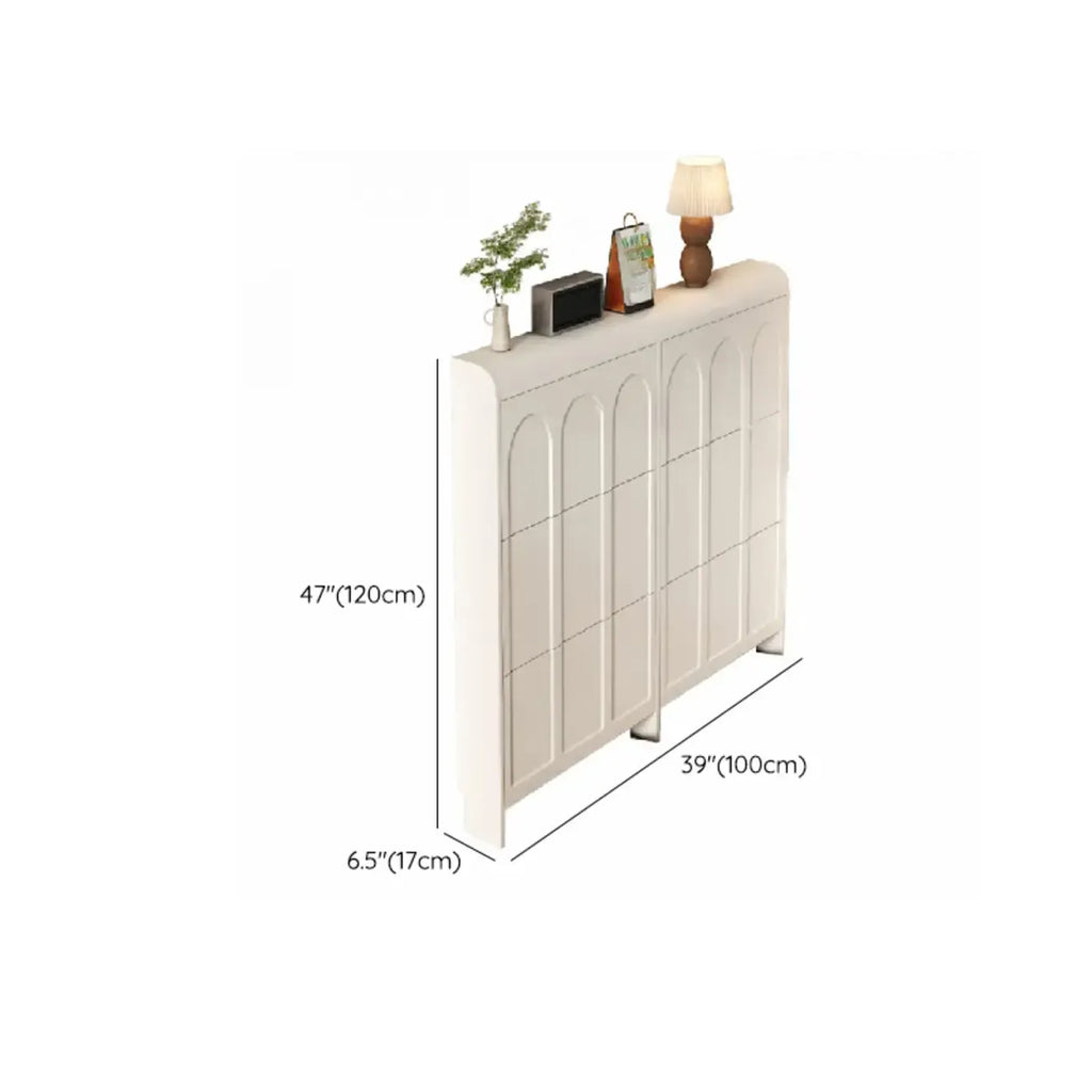 Schlanker Schuhschrank mit 3 Fächern, Weiß, Holz, Klappfach