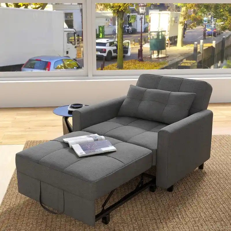 3-in-1 Schlafsofa, ausziehbarer Sessel, umwandelbarer, verstellbarer, klappbarer Polster-Lounge-Sofa