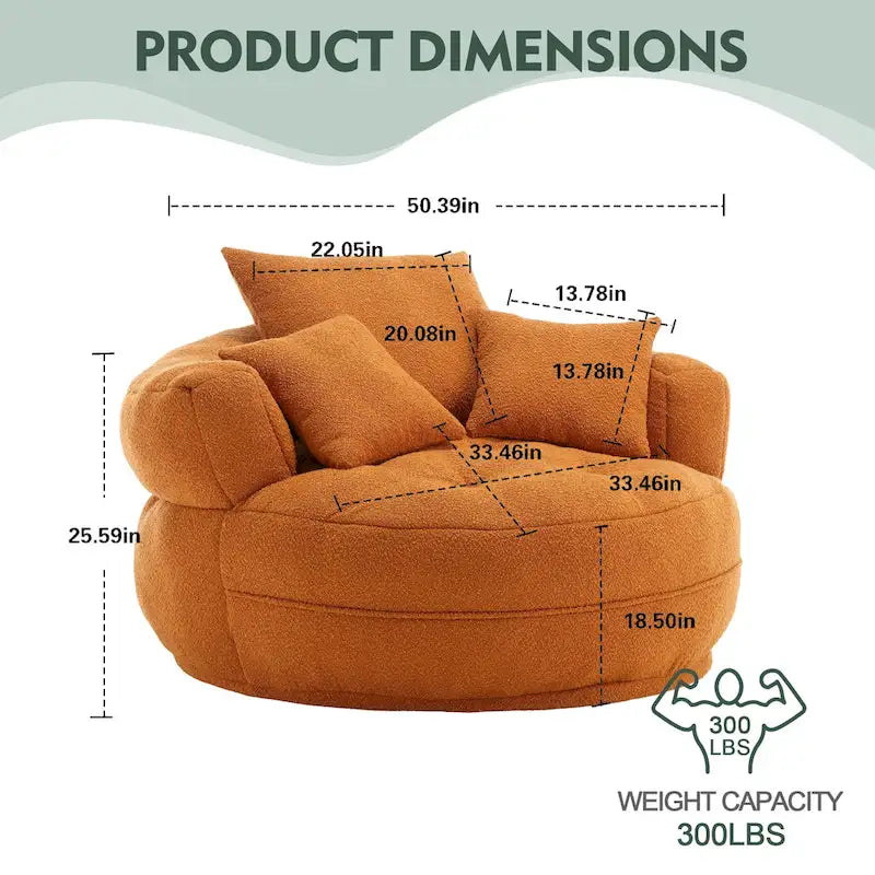 Rundes Lazy Sofa – Weiß/Blau/Grau/Gelb/Orange/Rosenrot/Marineblau/Grün, Einzel- und Doppel-Sitz
