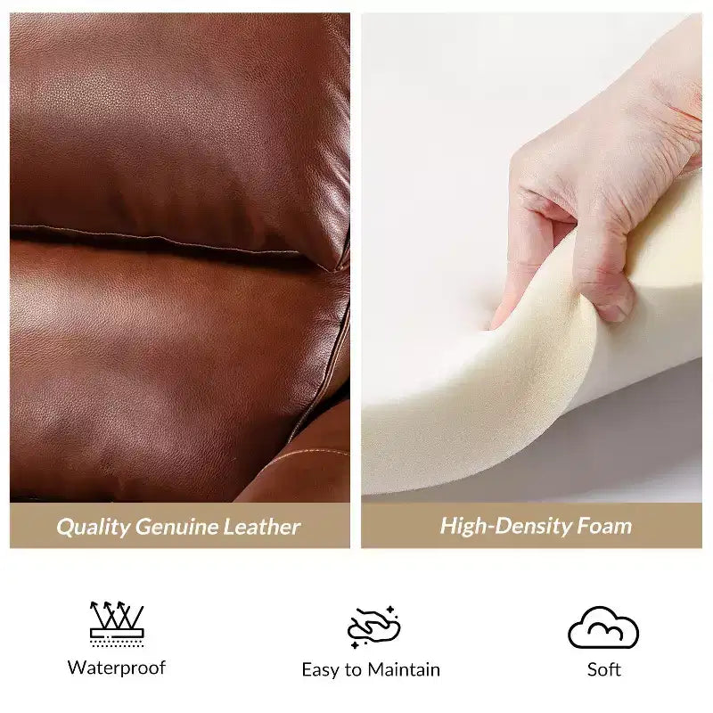 2er-Set Elisabete Modern Wingback Echtleder-Liegesessel mit Vintage-Nagelkopfleiste für Wohn- und Schlafzimmer | ART OF LIVING DESIGNS