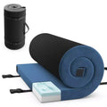 Costway Memory Foam Campingmatratze mit rutschfester Unterseite, Reisetasche für Outdoor-Schlaf Grau/Blau