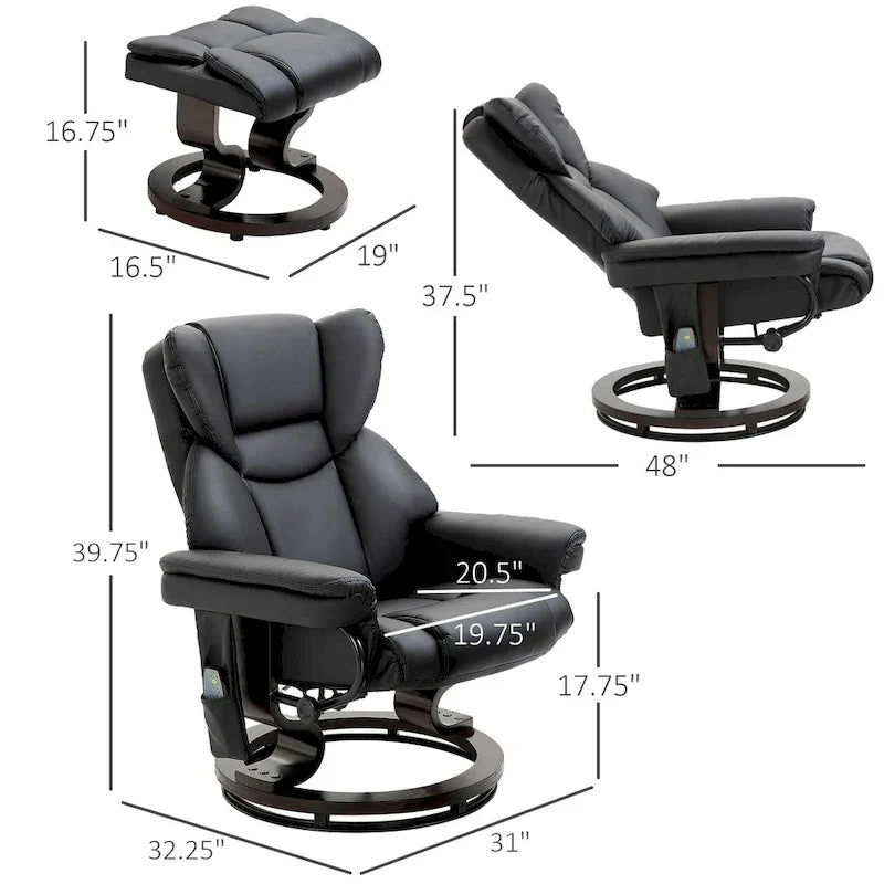 HOMCOM Massage-Liegesessel mit Hocker