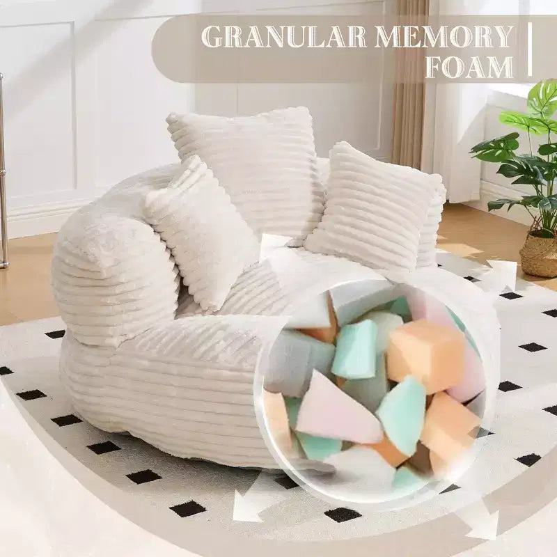 Sitzsacksofa für Erwachsene und Kinder, übergroßer Cord-Sitzsackstuhl mit 3 Kissen und Armlehne für Wohnzimmer und Schlafzimmer