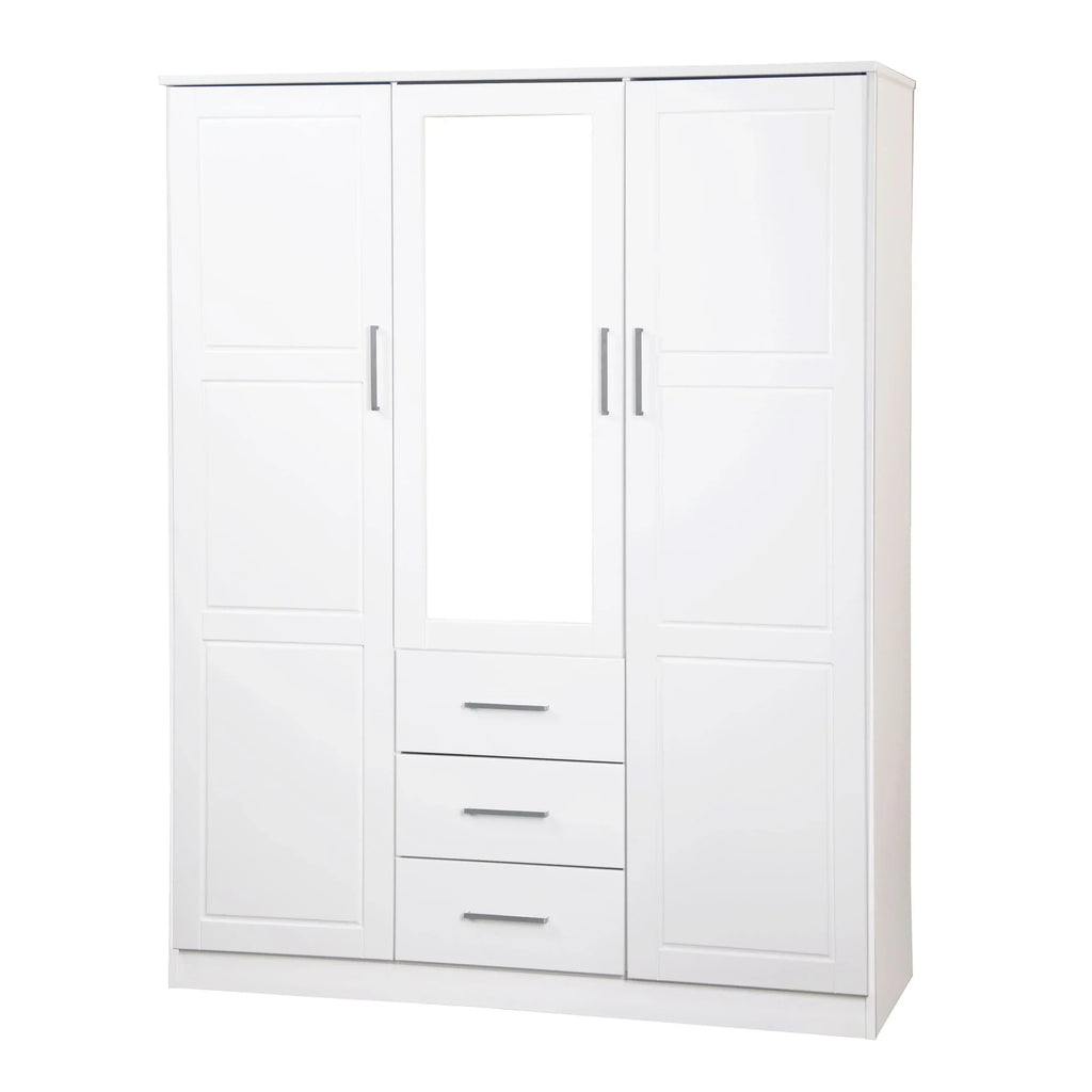 Palace Imports 100% Massivholz Cosmo Kleiderschrank mit 3 Türen mit Massivholz- oder Spiegeltüren
