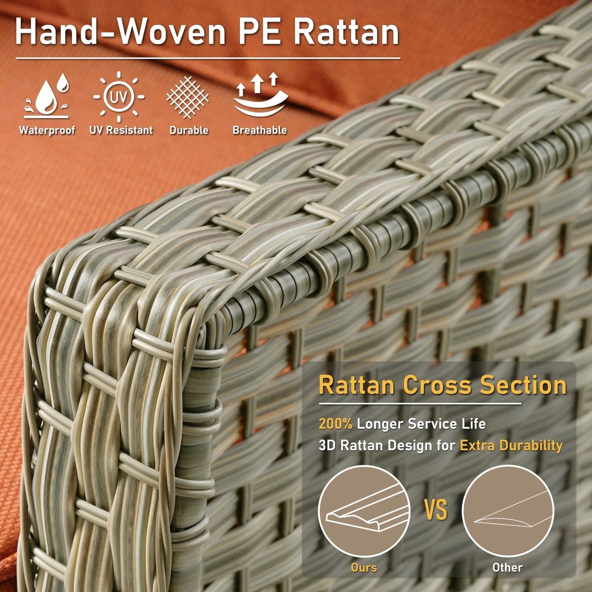 HOOOWOOO 2-teiliges Gartenmöbelset aus Rattan mit hoher Rückenlehne