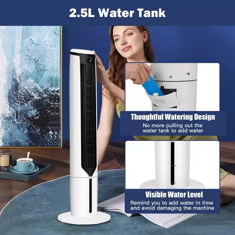 Costway 3-in-1 Verdunstungs-Luftkühler 41'' Tragbarer Turmventilator Luftbefeuchter