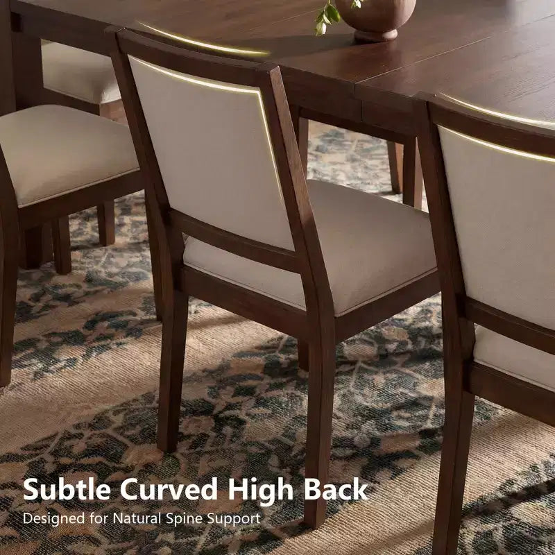 Modernes Esszimmer-Set – 80 Tisch + 6 gepolsterte Stühle, Massivholzrahmen, 180 kg Tischbelastbarkeit, einfache Montage