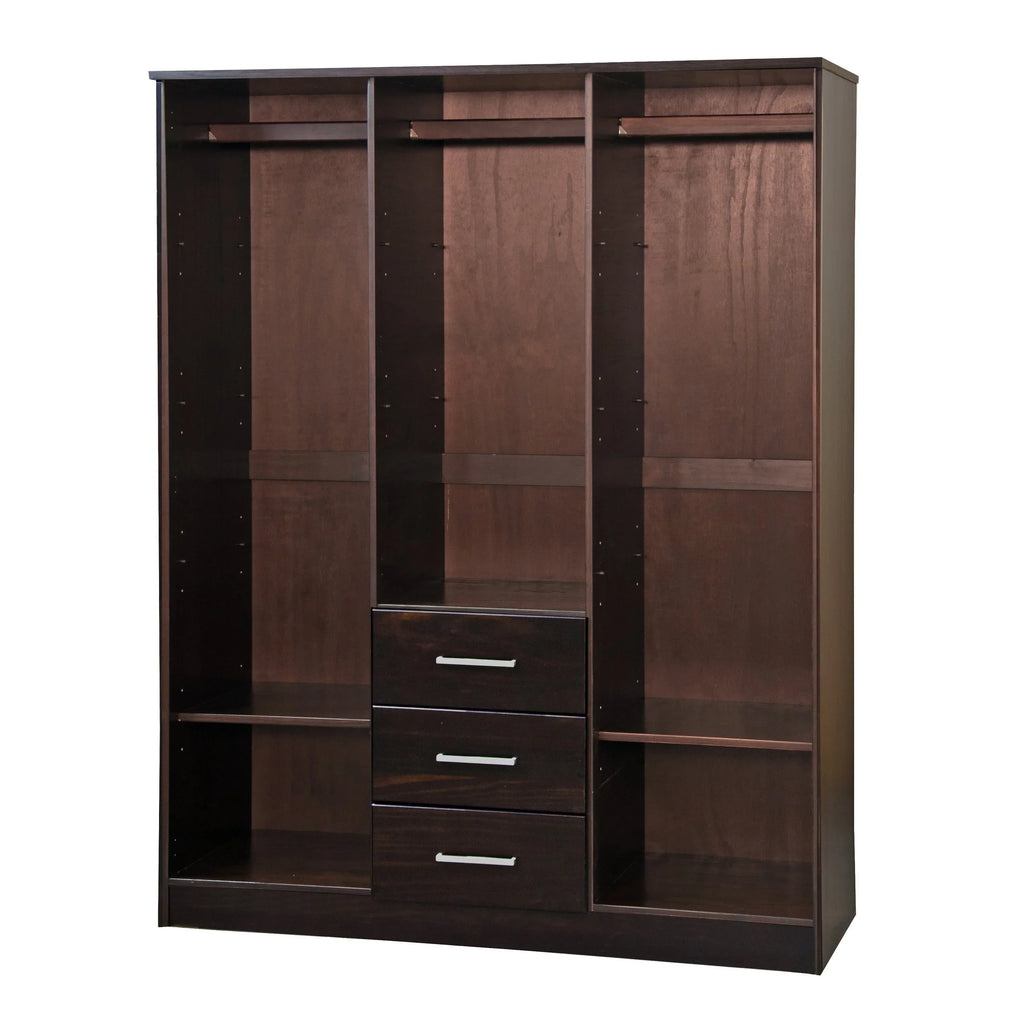 Palace Imports 100% Massivholz Cosmo Kleiderschrank mit 3 Türen mit Massivholz- oder Spiegeltüren