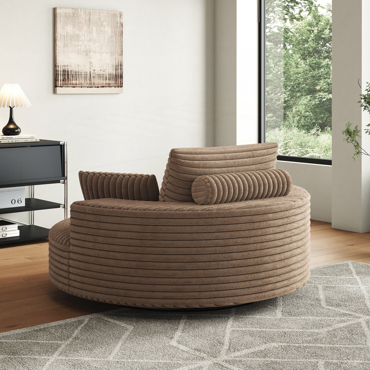 Einzelsessel aus Kord-Chenille-Schaumstoff, drehbar