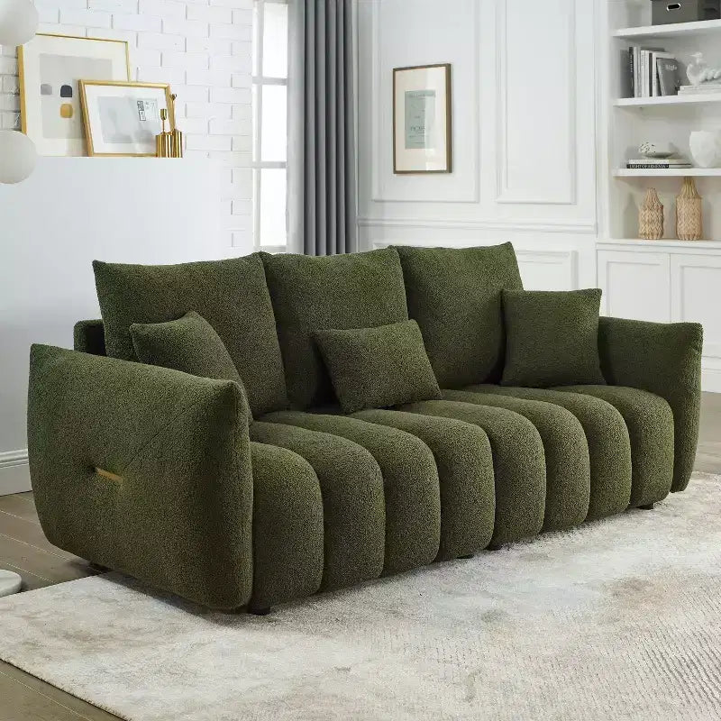GDFStudio Alanna 79,5 Modernes 3-Sitzer-Sofa mit Teddyfell-Bezug und Kissen