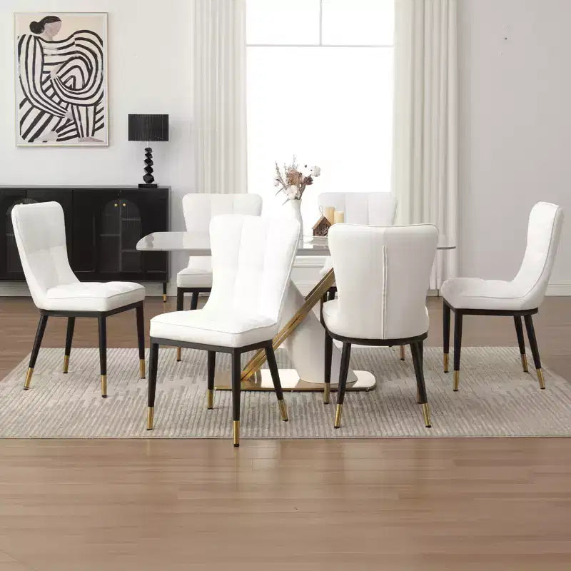 Bekrvio Esszimmerstühle 6er-Set, moderne gepolsterte Kunstledersitze mit hoher Rückenlehne, Metallbeine, armlose Küchenstühle für Wohn- und Esszimmer