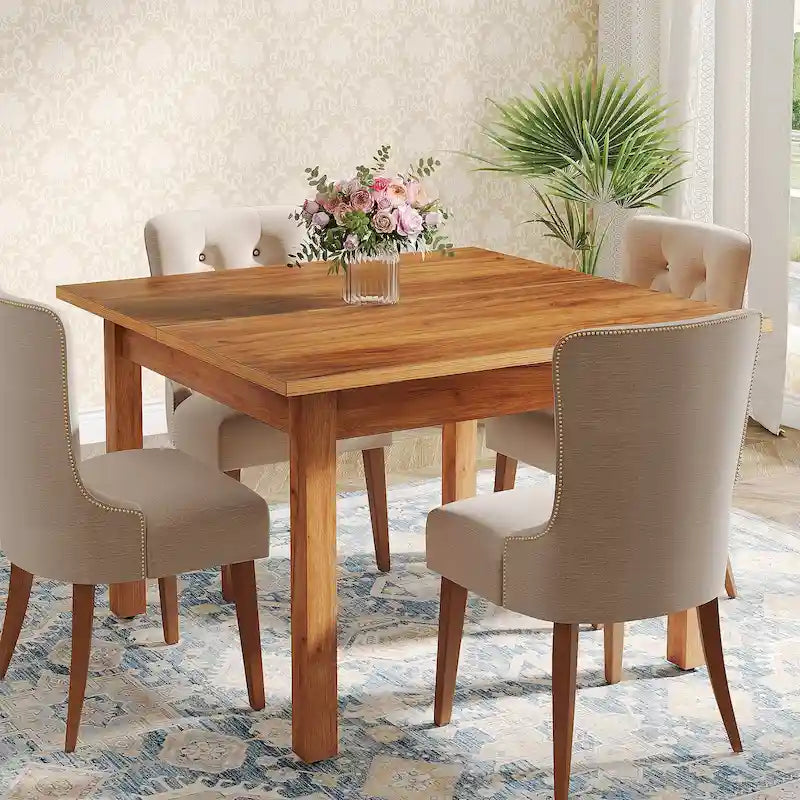 39,4 Zoll quadratischer Esstisch für 2-4 Personen mit Massivholzbeinen für Wohnzimmer Esszimmer