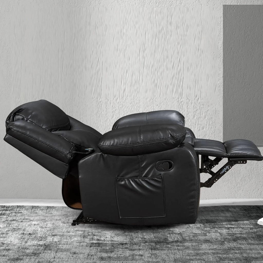 Breiter Sitz strapazierfähiger Leder-Massage- und Wärme-Liegesessel