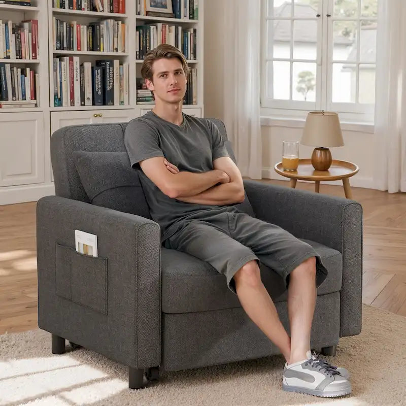 3-in-1 Schlafsofa, ausziehbarer Sessel, umwandelbarer, verstellbarer, klappbarer Polster-Lounge-Sofa