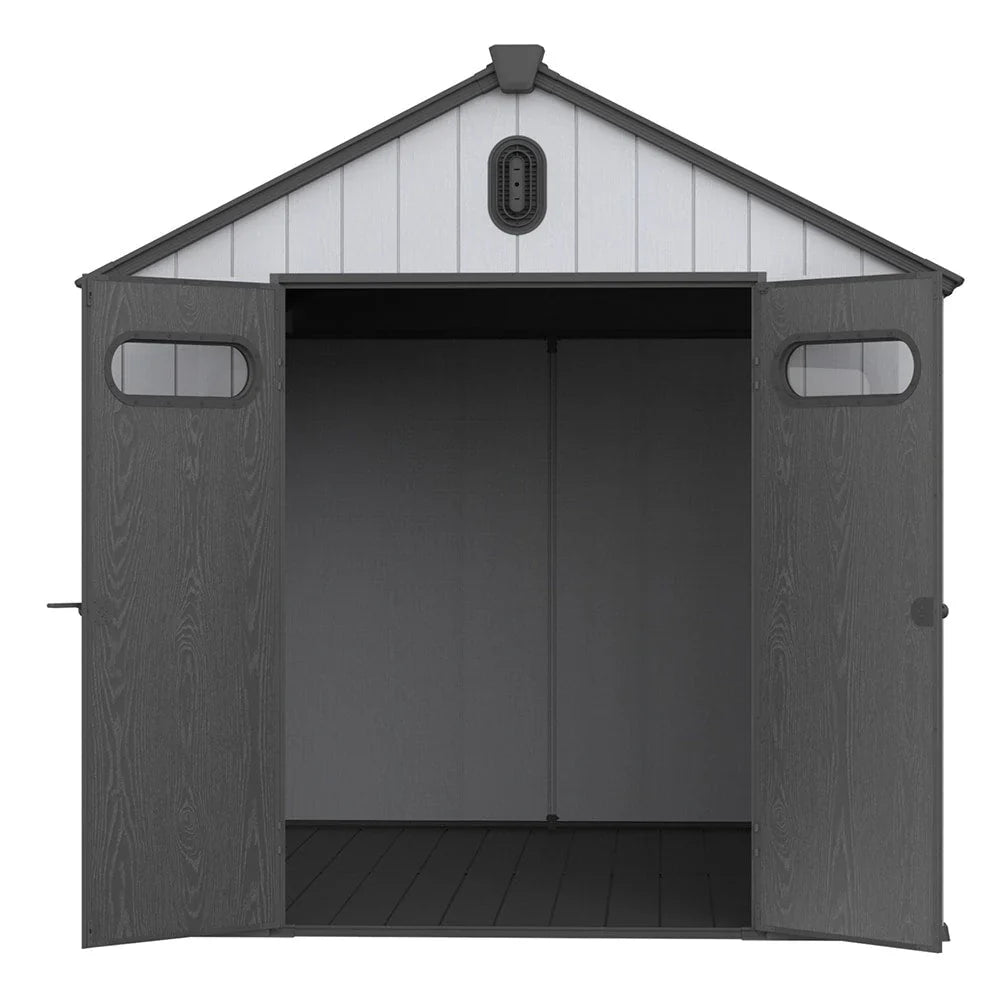 2 x 1,2 m/2 x 2,4 m/2,4 x 1,8 m/2,4 x 3 m Allwetter-Gartenhaus aus Harz mit Bodenplatte, Spire-Geräteschuppen