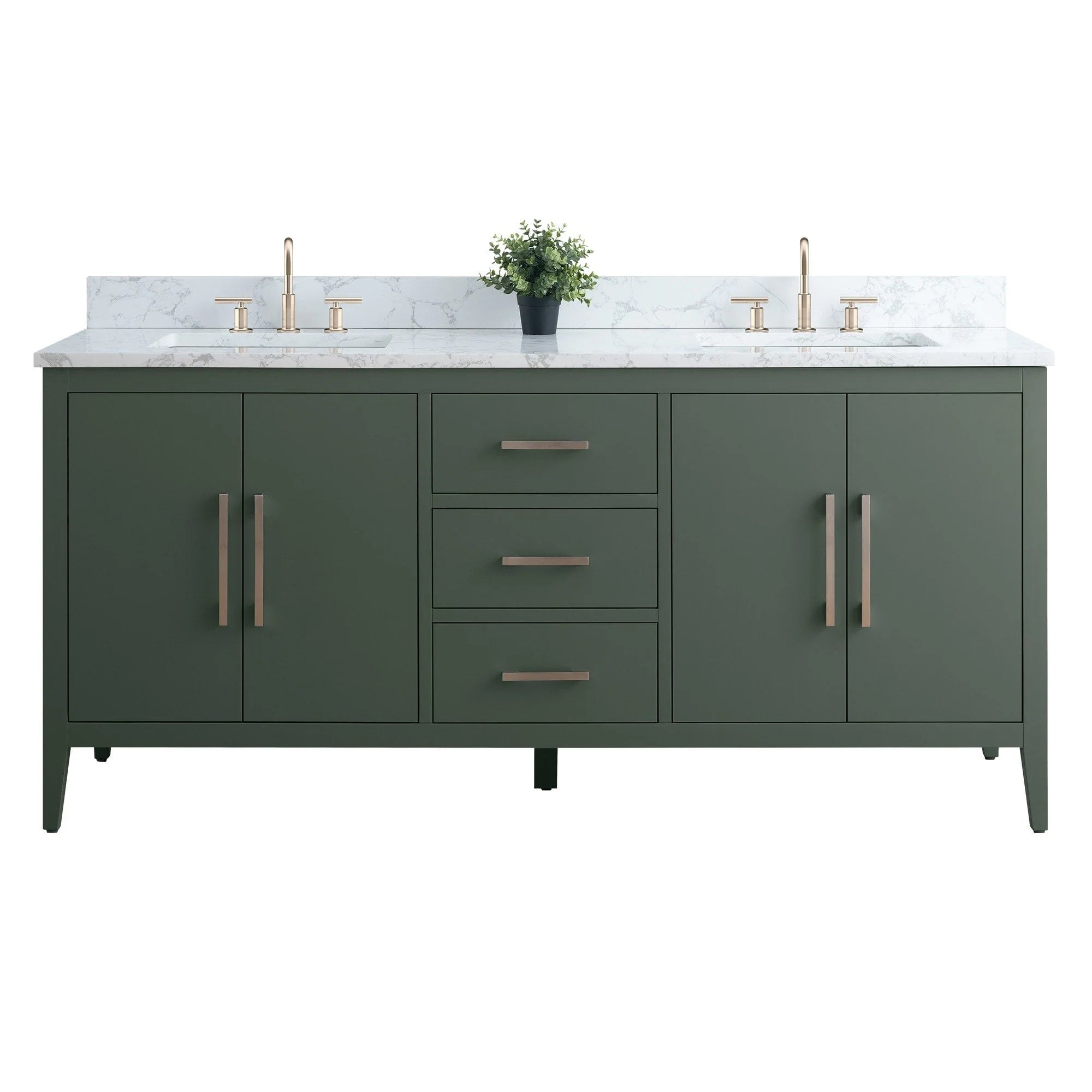 Vanity Art 72 Zoll Badezimmer-Waschtischunterschrank mit Doppelwaschbecken und Kunstmarmorplatte