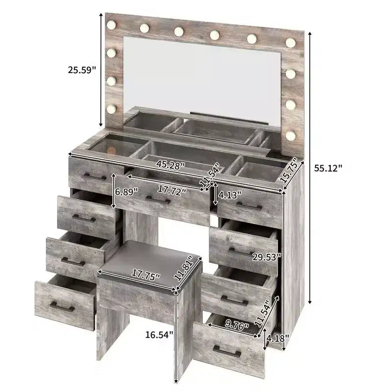 Weißer Schminktisch-Set
