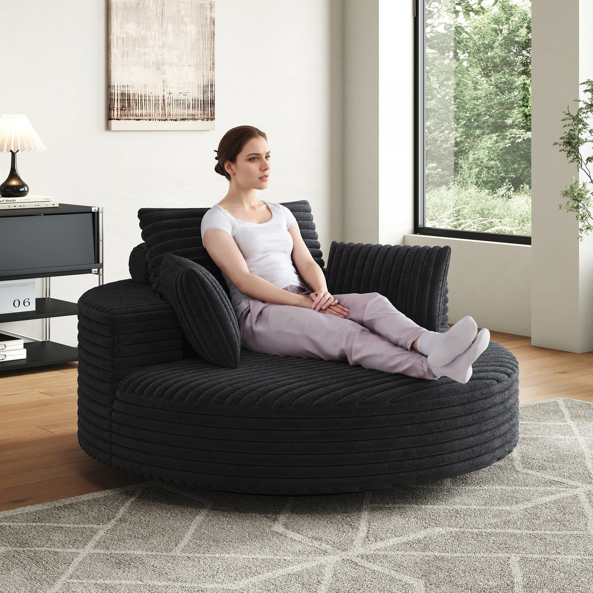 Einzelsessel aus Kord-Chenille-Schaumstoff, drehbar