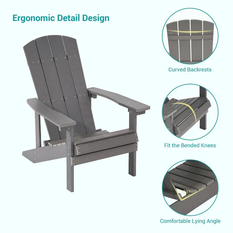 Bonosuki Wetterfeste Outdoor-Adirondack-Stühle aus Holz – 4er-Set