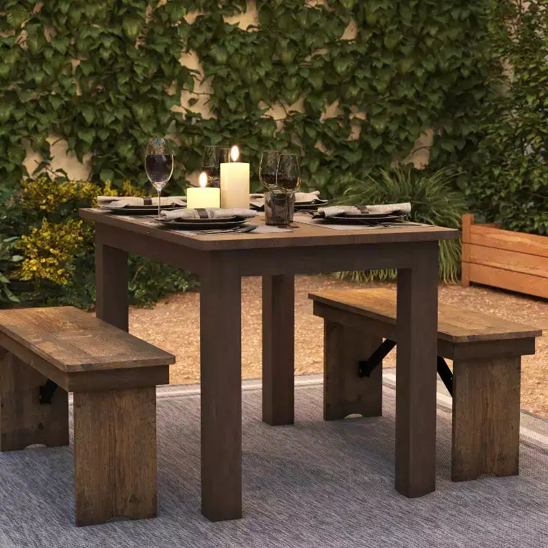 Flash Furniture 46 x 30 rechteckiger Esstisch aus massiver Kiefer im Landhausstil