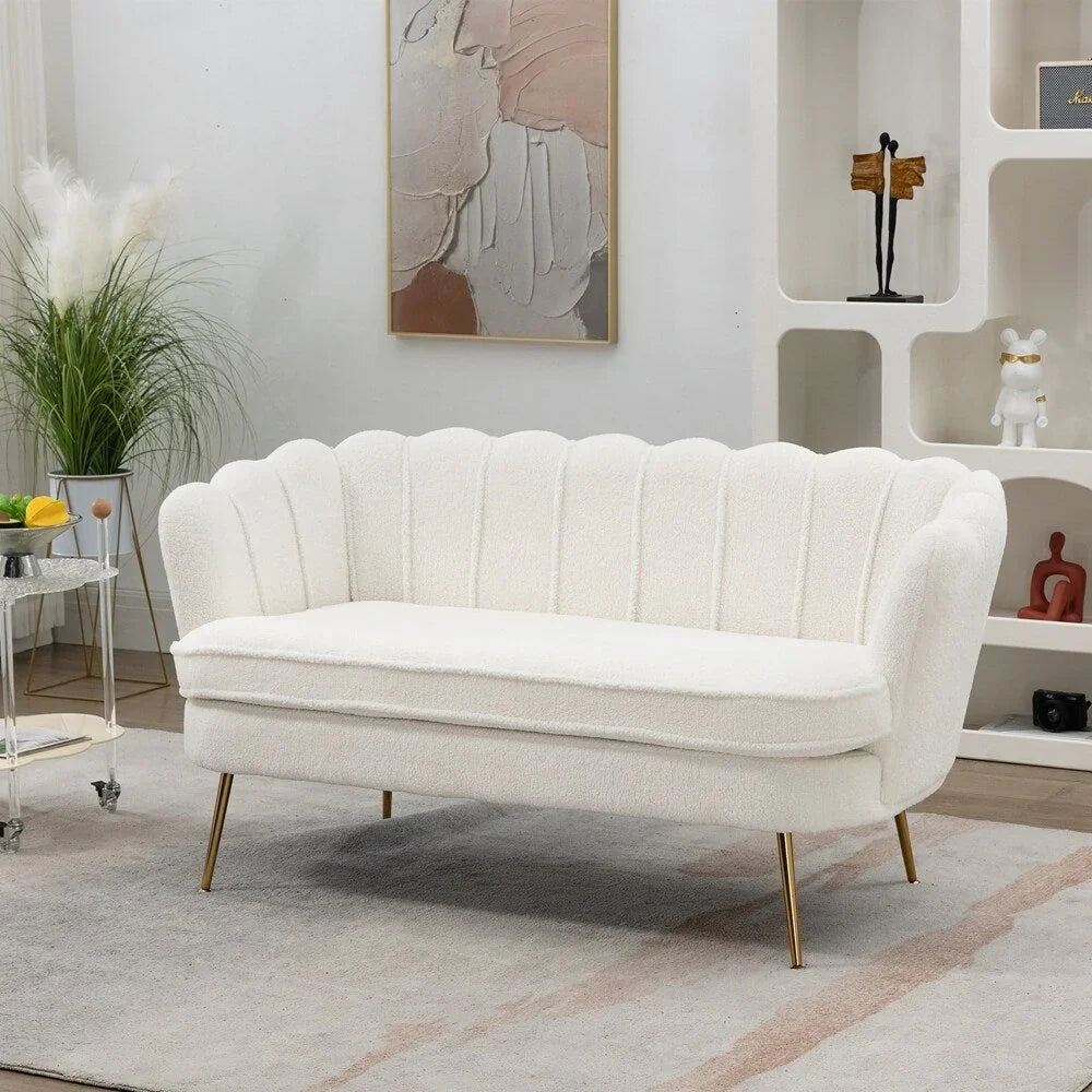 Kleines Mini-Zimmer-Sofa Zweisitzer mit Goldmetallfüßen - 2 Sitzer
